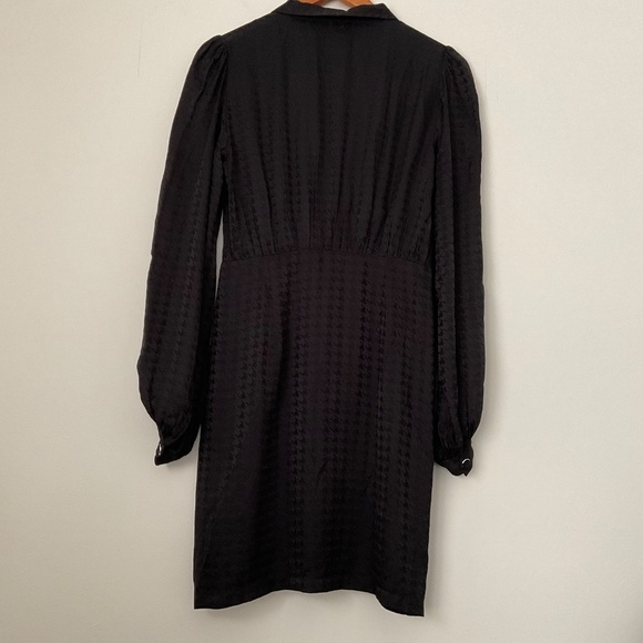 The Kooples Twisty Houndstooth Jacquard Dress SzL Black Luxury Edgy Elegant Chic - Picture 3 of 12